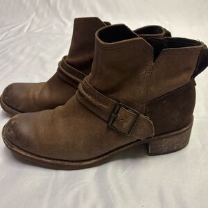 Timberland Women’s 8 Whitmore Chelsea Brown Leather Ankle Boots Buckle Side Zip